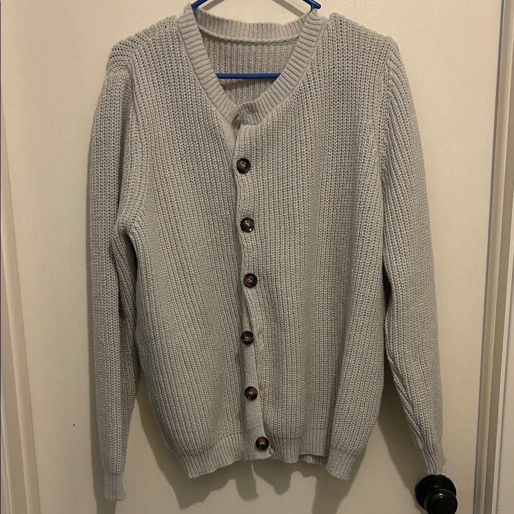 H&M Light Gray Knit Button-Up Cardigan